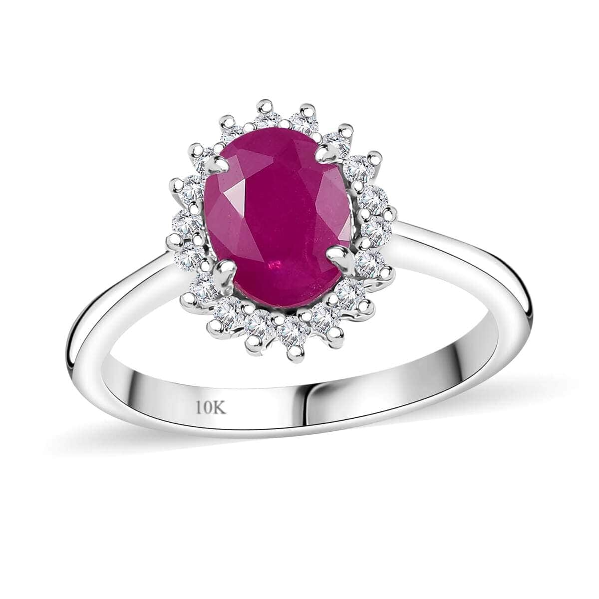 AAA Royal Ruby and G-H I2 Diamond 1.75 ctw Ring in 10K White Gold (Size 6.5) image number 0