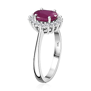 AAA Royal Ruby and G-H I2 Diamond 1.75 ctw Ring in 10K White Gold (Size 6.5)