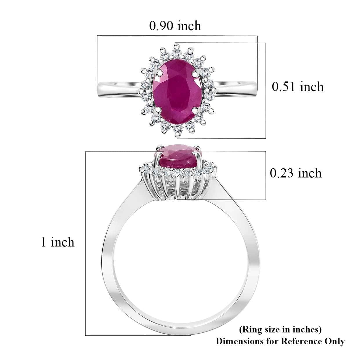 AAA Royal Ruby and G-H I2 Diamond 1.75 ctw Ring in 10K White Gold (Size 6.5) image number 5