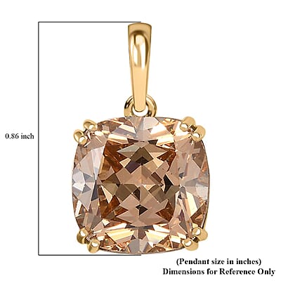 J Francis Embellished with Yellow Color Zirconia by Swarovski 14.65 ctw Solitaire Pendant without Chain in 10K Yellow Gold
