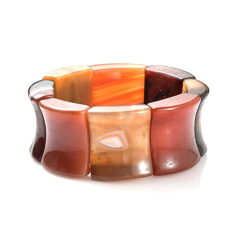 Red Agate 728.00 ctw Stretch Block Bracelet