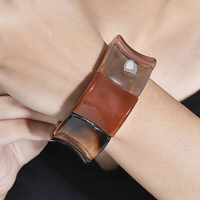 Red Agate 728.00 ctw Stretch Block Bracelet