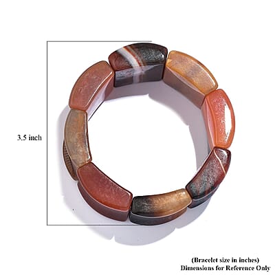 Red Agate 728.00 ctw Stretch Block Bracelet