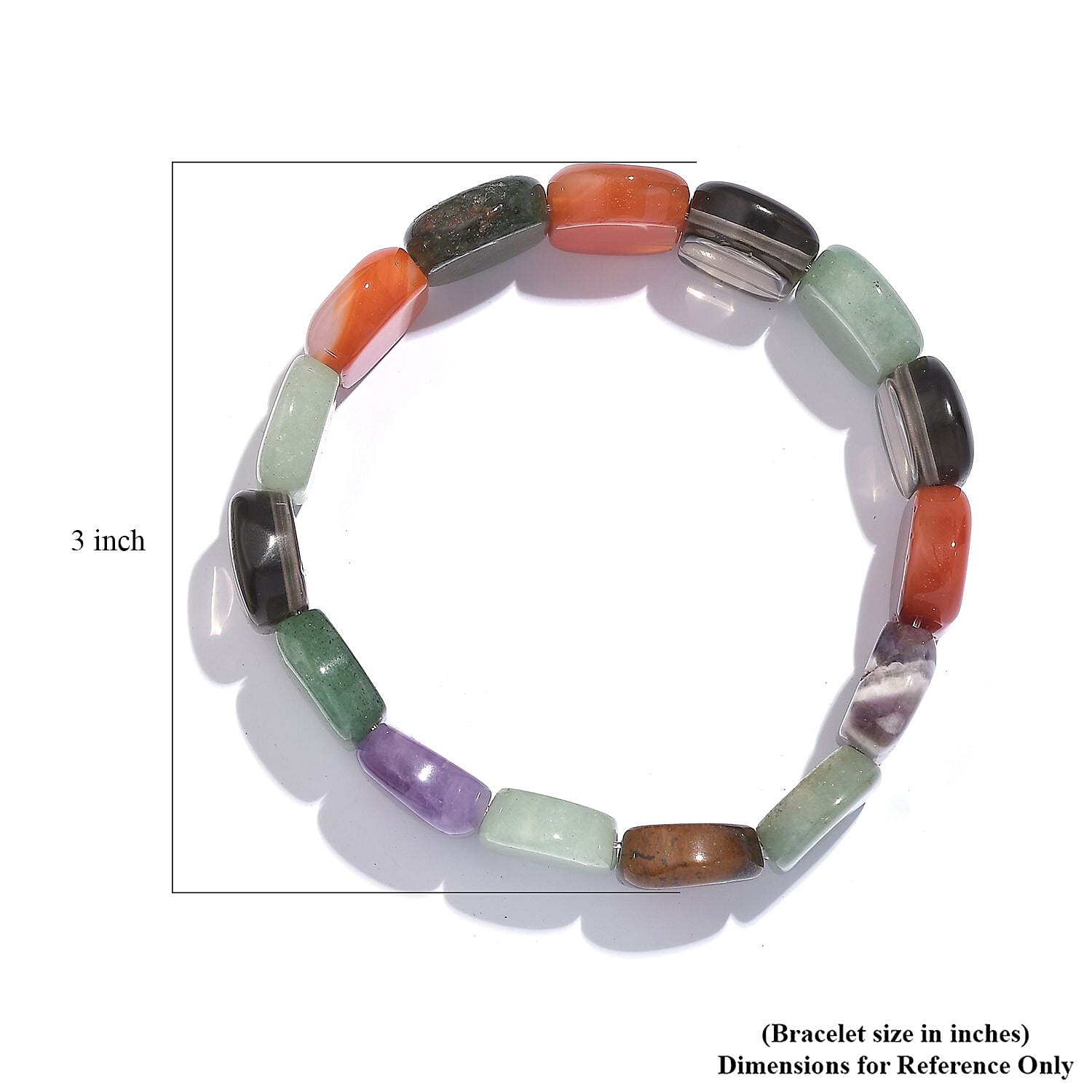 Multi Gemstone 270.00 ctw Cushion Block Stretch Bracelet