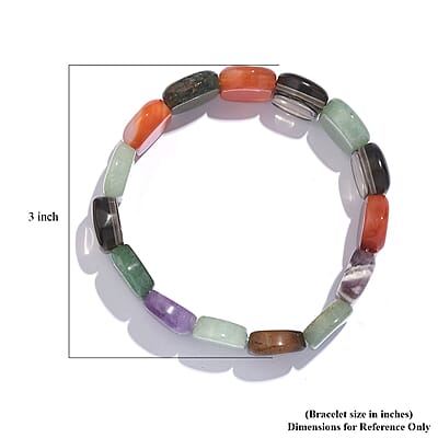 Multi Gemstone 270.00 ctw Cushion Block Stretch Bracelet