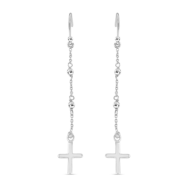 Cross Dangle Earrings in Sterling Silver 1.90 Grams