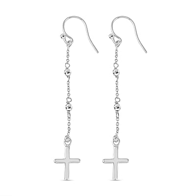 Cross Dangle Earrings in Sterling Silver 1.90 Grams