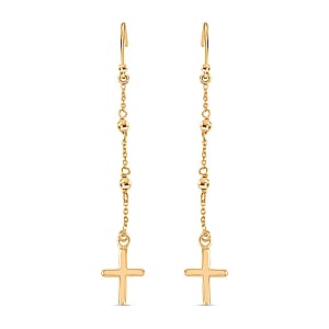 Cross Dangle Earrings in 14K Yellow Gold Over Sterling Silver 1.90 Grams