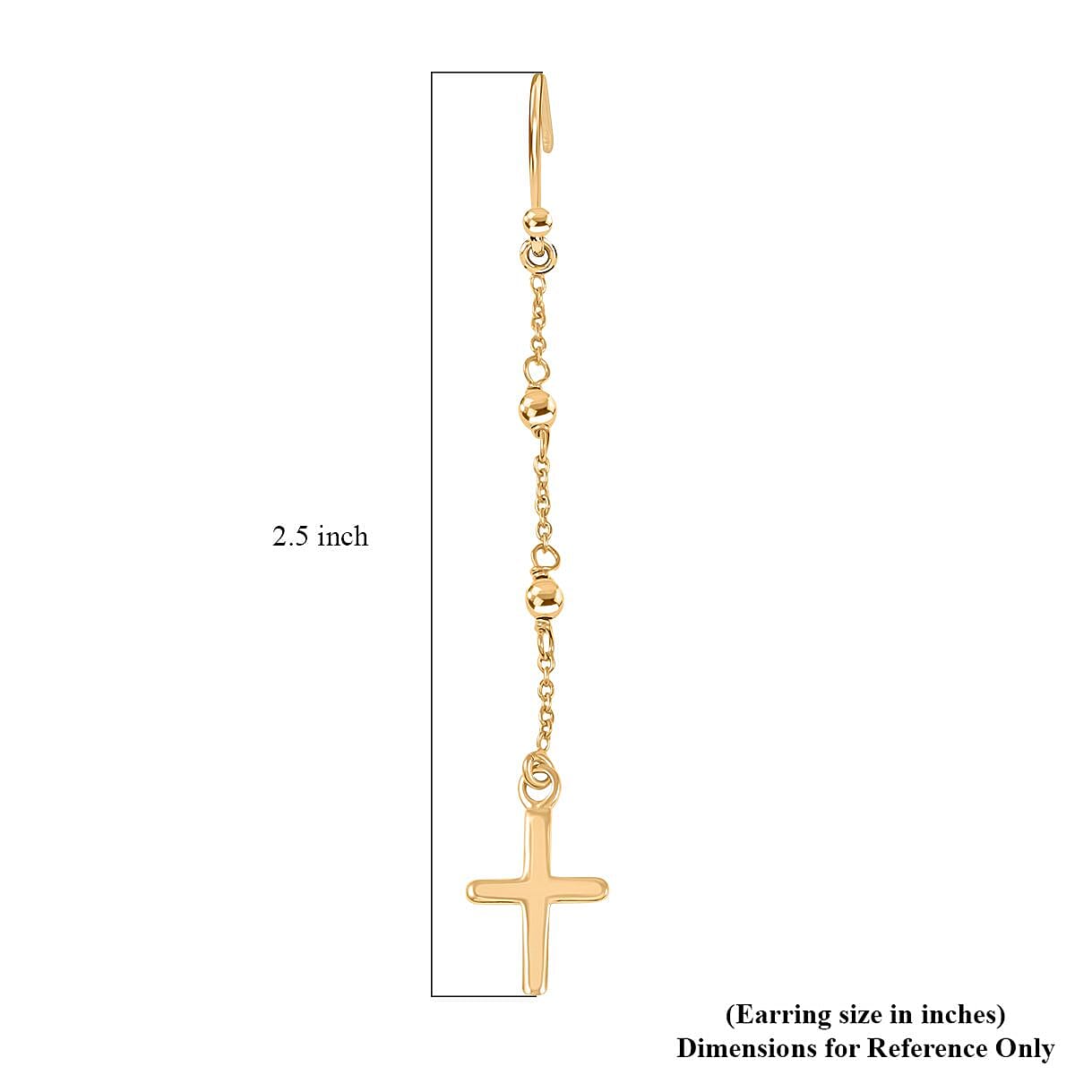 Cross Dangle Earrings in 14K Yellow Gold Over Sterling Silver 1.90 Grams image number 4