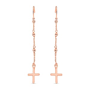 Cross Dangle Earrings in 14K Rose Gold Over Sterling Silver 1.90 Grams