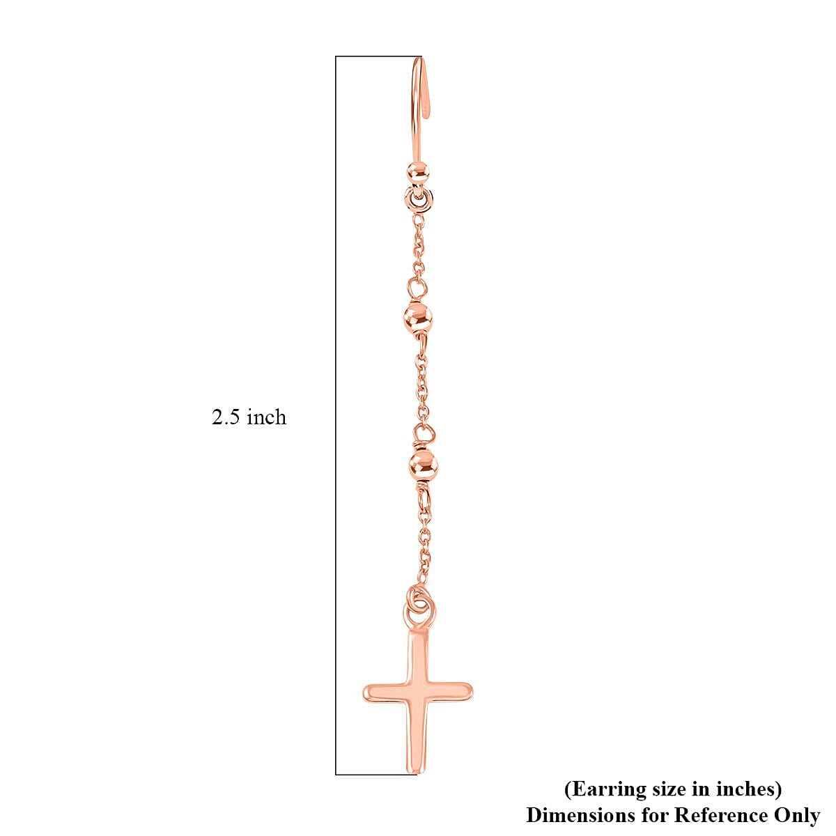 Cross Dangle Earrings in 14K Rose Gold Over Sterling Silver 1.90 Grams image number 4