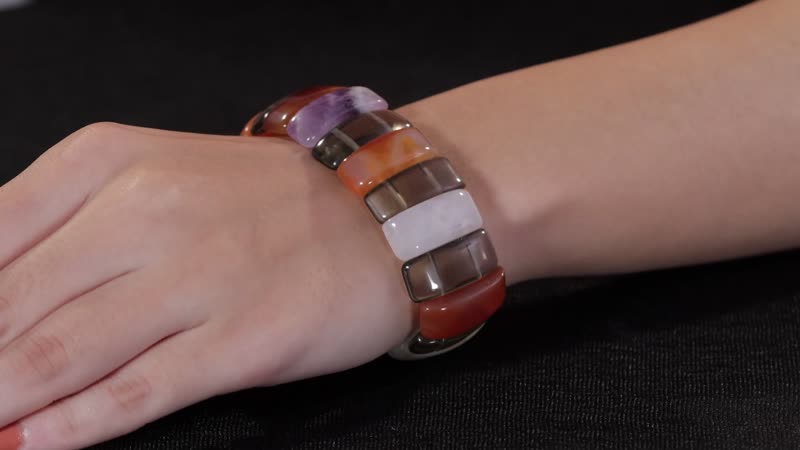 Multi Gemstone 340.00 ctw Rectangle Block Stretch Bracelet