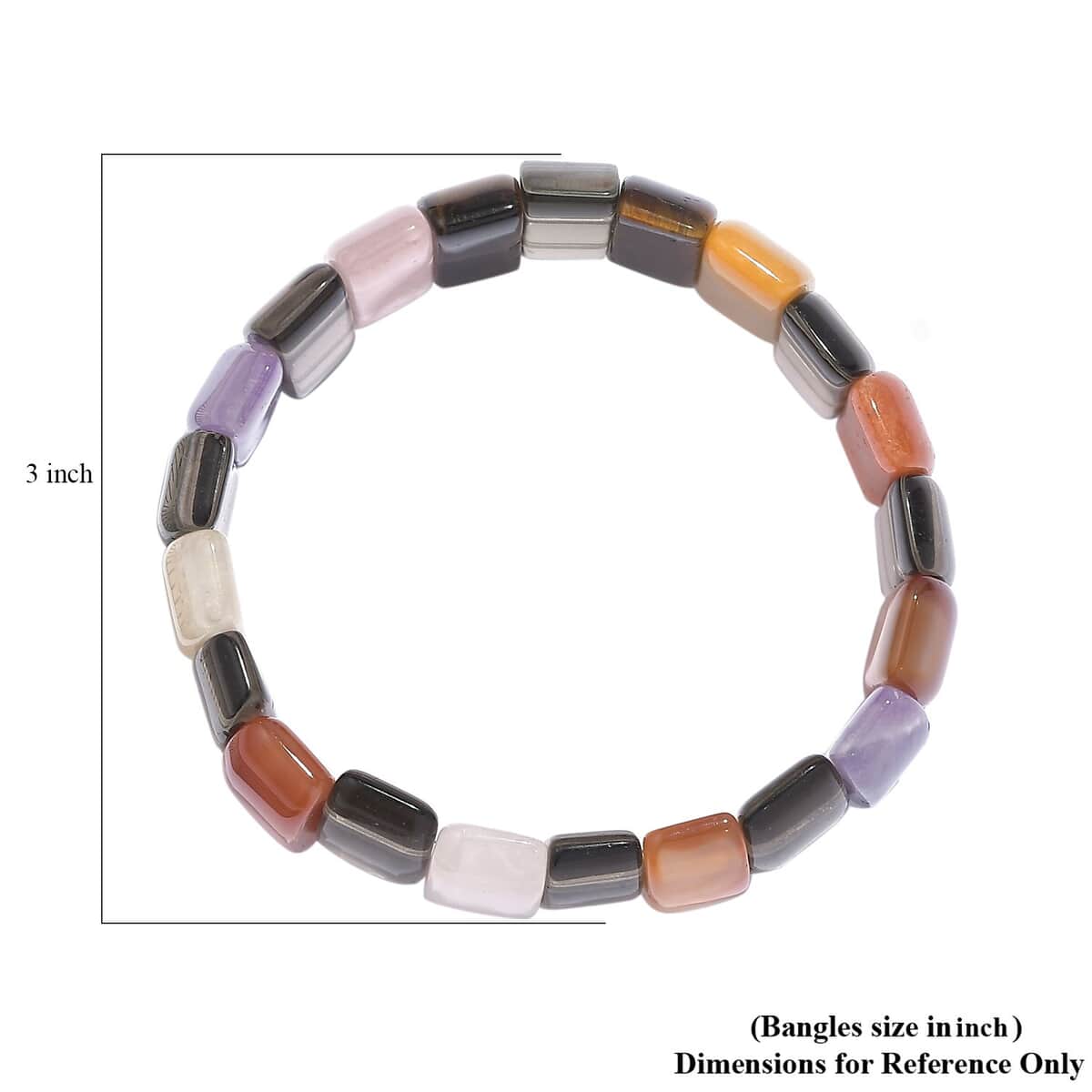 Multi Gemstone 340.00 ctw Rectangle Block Stretch Bracelet image number 3