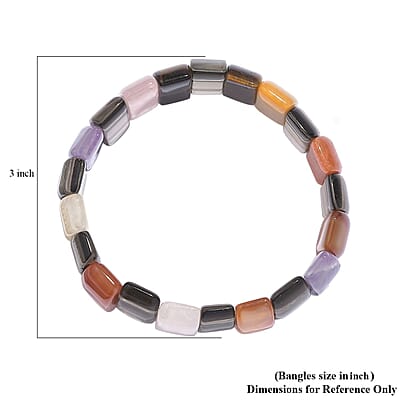 Multi Gemstone 340.00 ctw Rectangle Block Stretch Bracelet