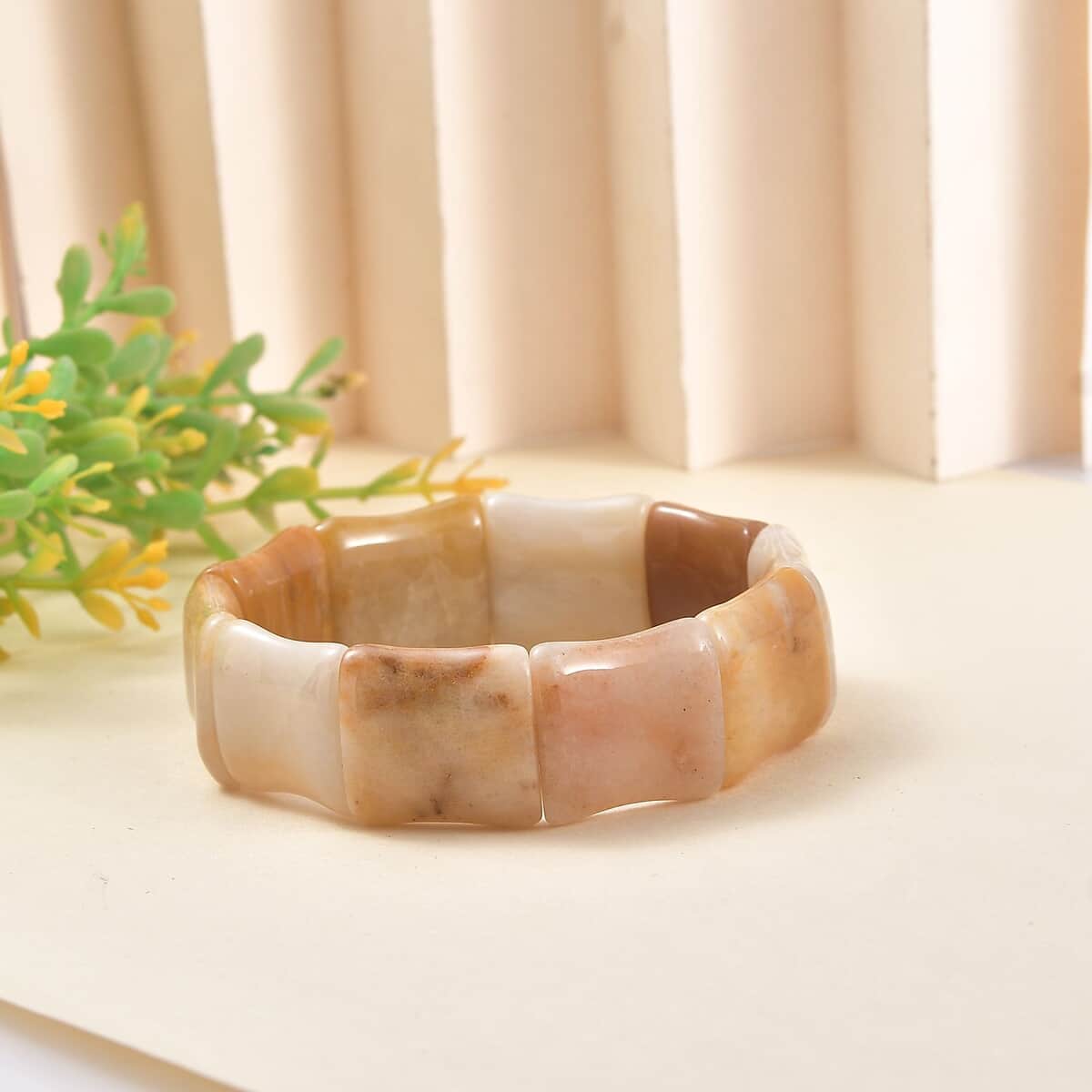 Agate 300.00 ctw Bamboo Stretch Bracelet image number 1