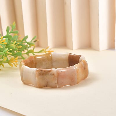 Agate 300.00 ctw Bamboo Stretch Bracelet