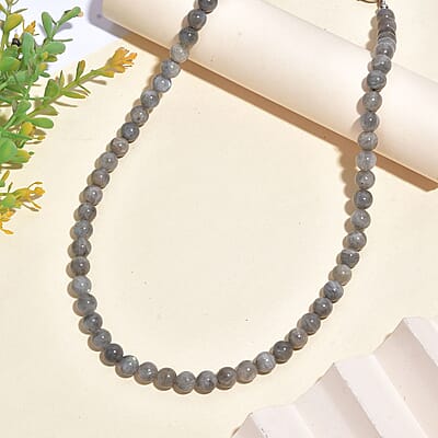Karis Malagasy Labradorite 220.00 ctw Beaded Necklace in Platinum Bond 20 Inches