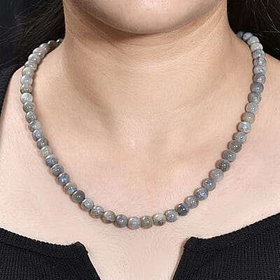 Karis Malagasy Labradorite 220.00 ctw Beaded Necklace in Platinum Bond 20 Inches