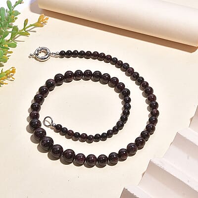 Karis Orissa Rhodolite Garnet 340.00 ctw Beaded Necklace in Platinum Bond 20 Inches