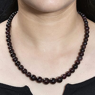 Karis Orissa Rhodolite Garnet 340.00 ctw Beaded Necklace in Platinum Bond 20 Inches