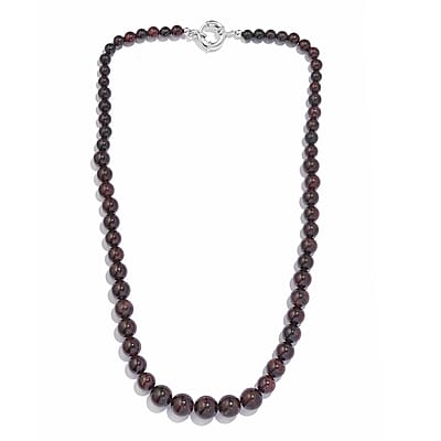 Karis Orissa Rhodolite Garnet 340.00 ctw Beaded Necklace in Platinum Bond 20 Inches