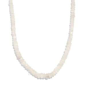 Kuisa Rainbow Moonstone 90.00 ctw Beaded Necklace in Rhodium Over Sterling Silver 18 Inches