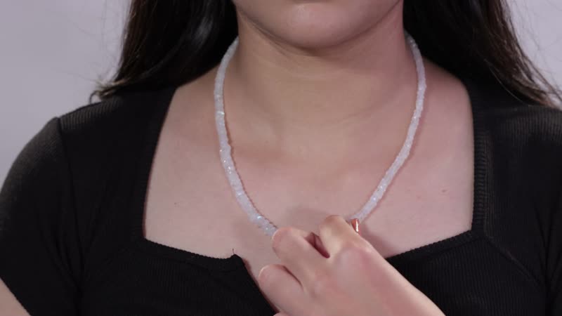 Kuisa Rainbow Moonstone 90.00 ctw Beaded Necklace in Rhodium Over Sterling Silver 18 Inches