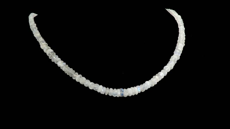 Kuisa Rainbow Moonstone 90.00 ctw Beaded Necklace in Rhodium Over Sterling Silver 18 Inches
