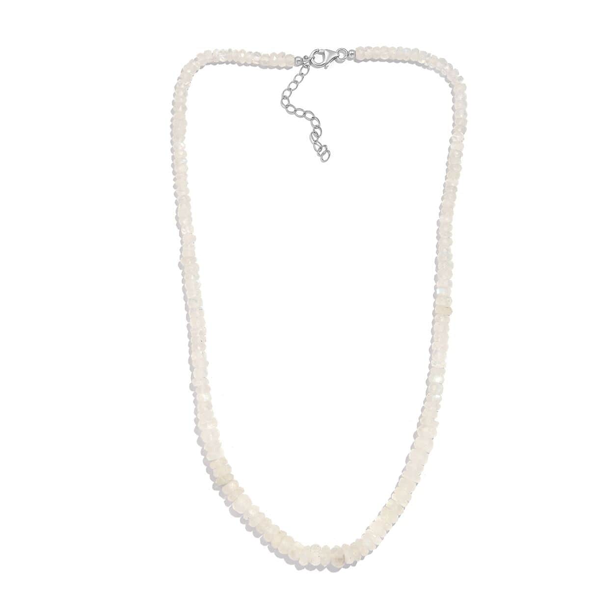 Kuisa Rainbow Moonstone 90.00 ctw Beaded Necklace in Rhodium Over Sterling Silver 18 Inches image number 3