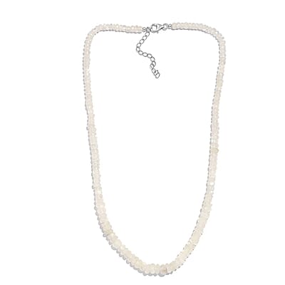 Kuisa Rainbow Moonstone 90.00 ctw Beaded Necklace in Rhodium Over Sterling Silver 18 Inches