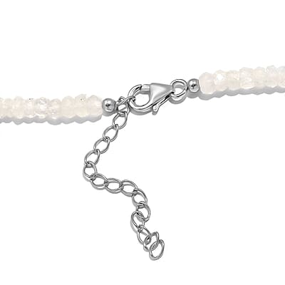 Kuisa Rainbow Moonstone 90.00 ctw Beaded Necklace in Rhodium Over Sterling Silver 18 Inches