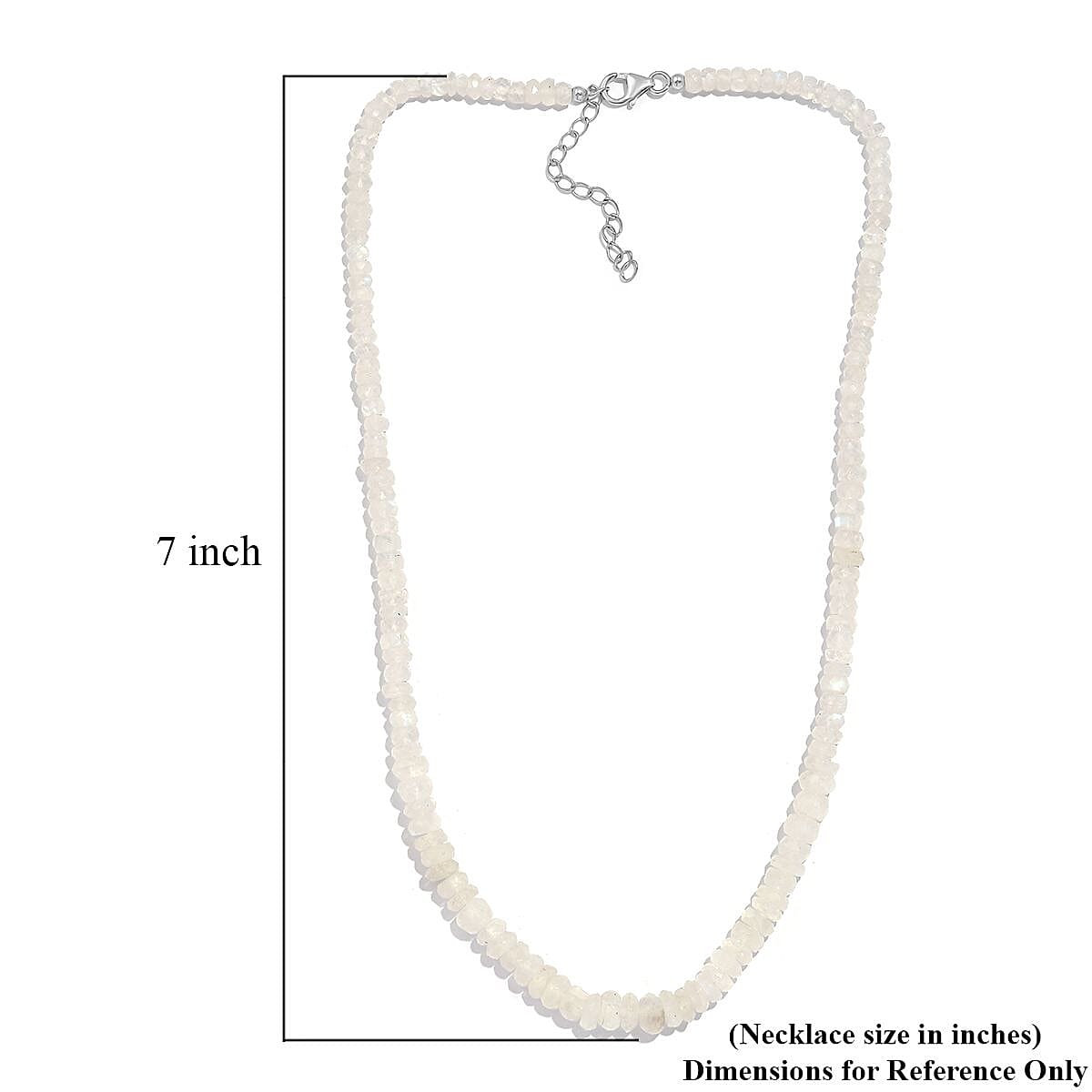 Kuisa Rainbow Moonstone 90.00 ctw Beaded Necklace in Rhodium Over Sterling Silver 18 Inches