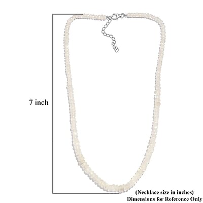 Kuisa Rainbow Moonstone 90.00 ctw Beaded Necklace in Rhodium Over Sterling Silver 18 Inches