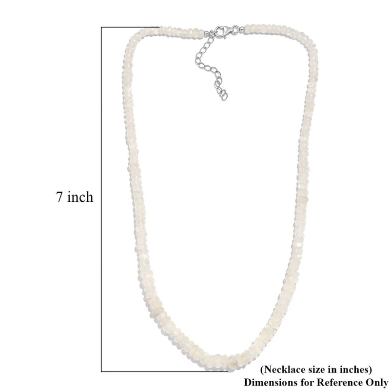 Kuisa Rainbow Moonstone 90.00 ctw Beaded Necklace in Rhodium Over Sterling Silver 18 Inches