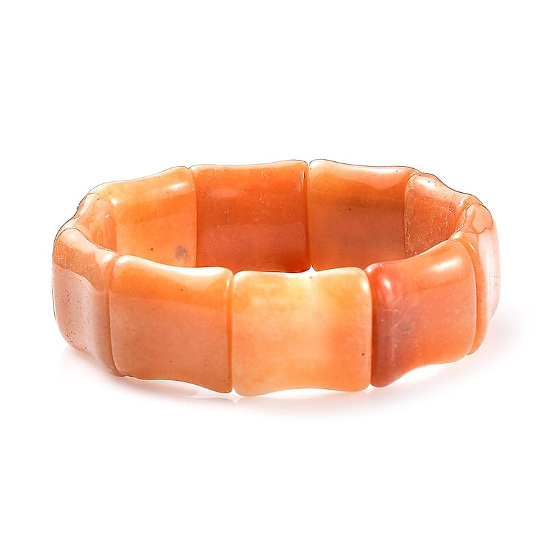 Orange Aventurine 300.00 ctw Bamboo Stretch Bracelet