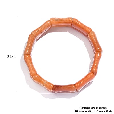 Orange Aventurine 300.00 ctw Bamboo Stretch Bracelet