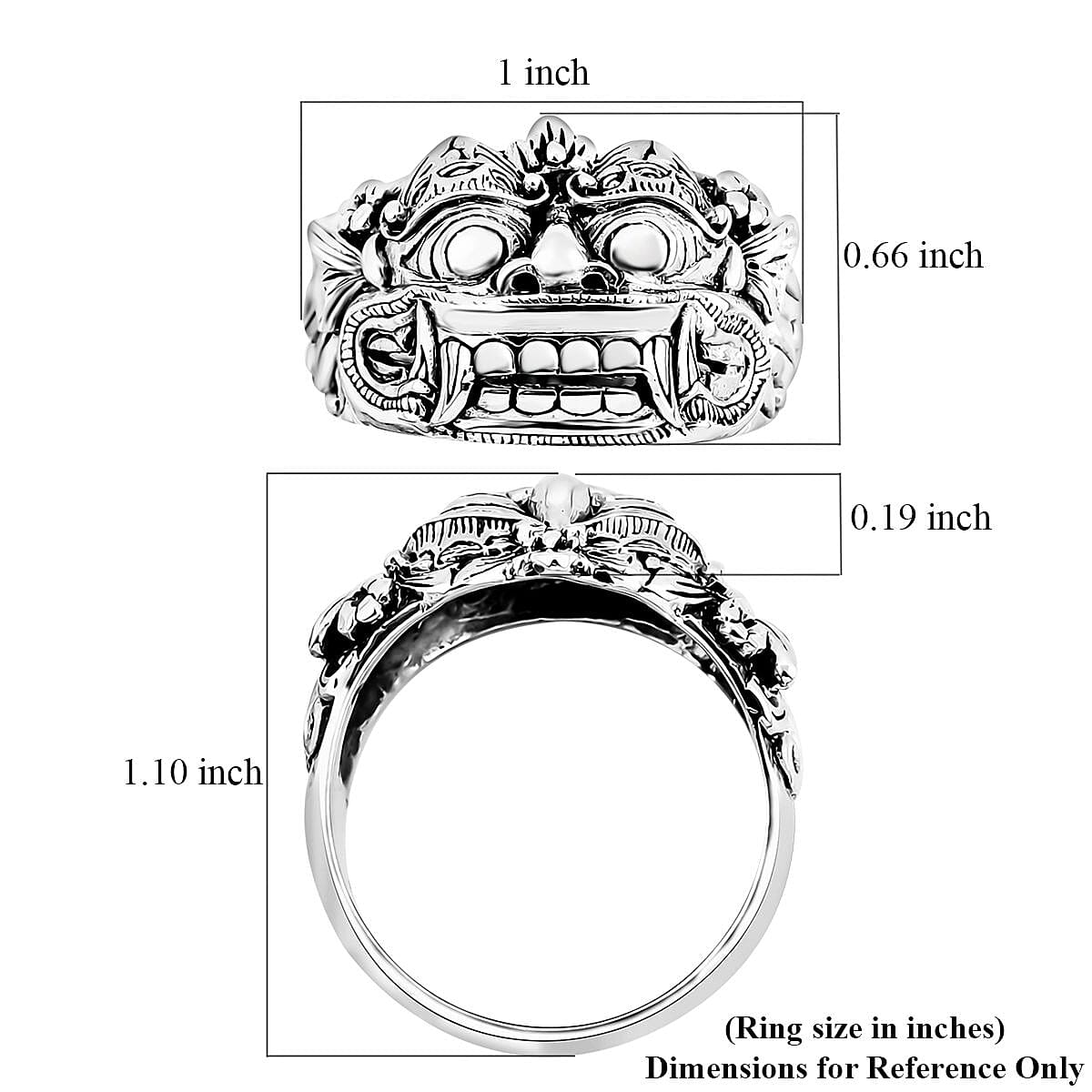 Bali Legacy Barong Ring in Sterling Silver (Size 10.0) 10 Grams