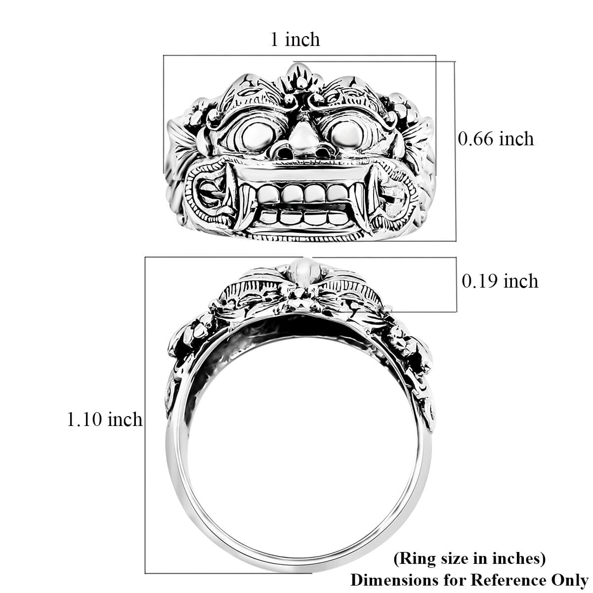 Bali Legacy Barong Ring in Sterling Silver (Size 8.0) 10 Grams image number 5