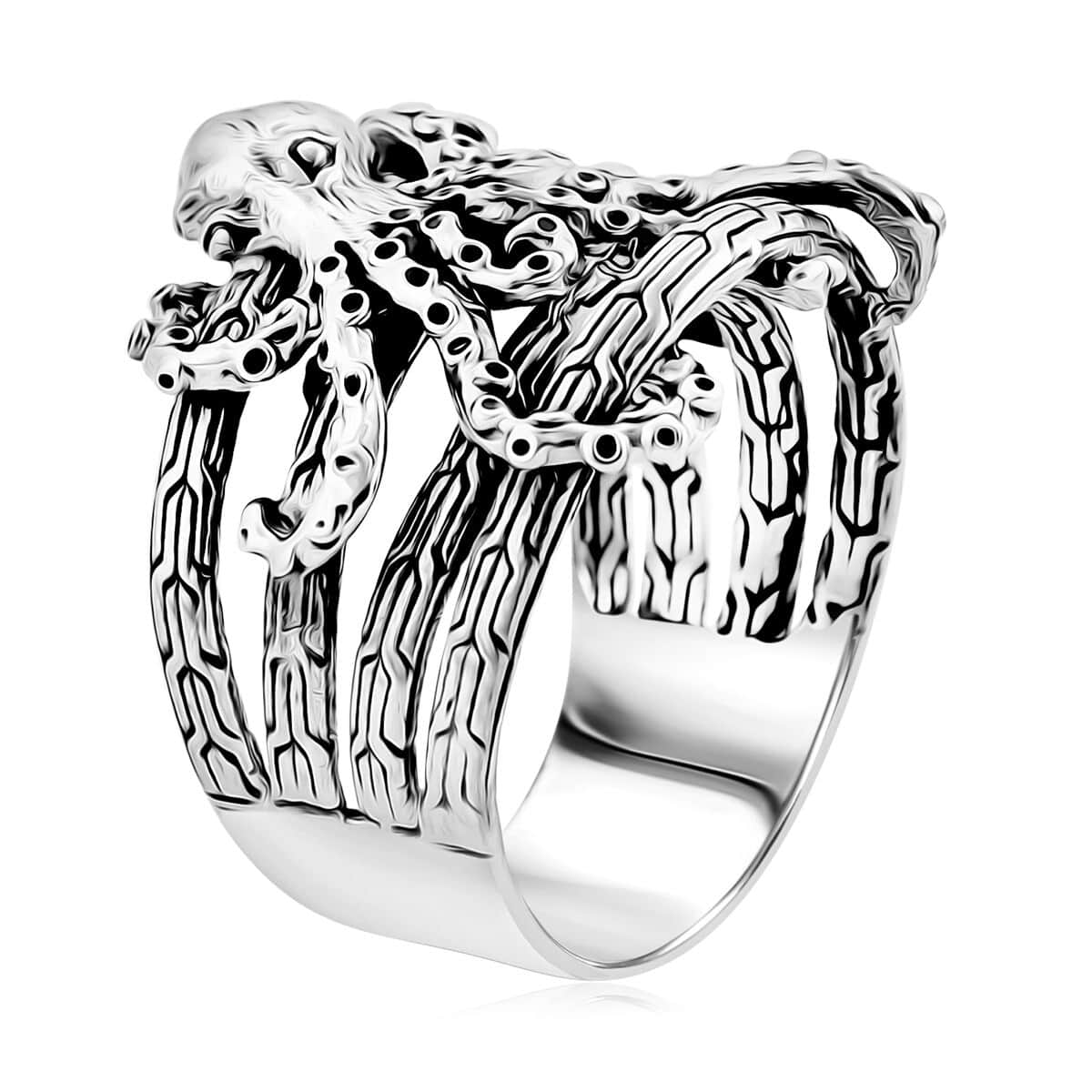 Bali Legacy Octopus Ring in Sterling Silver (Size 10.0) 8.25 Grams image number 3