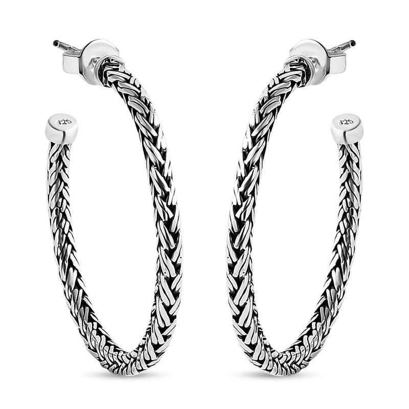 Bali Legacy Padian Hoop Earrings in Sterling Silver 8.65 Grams
