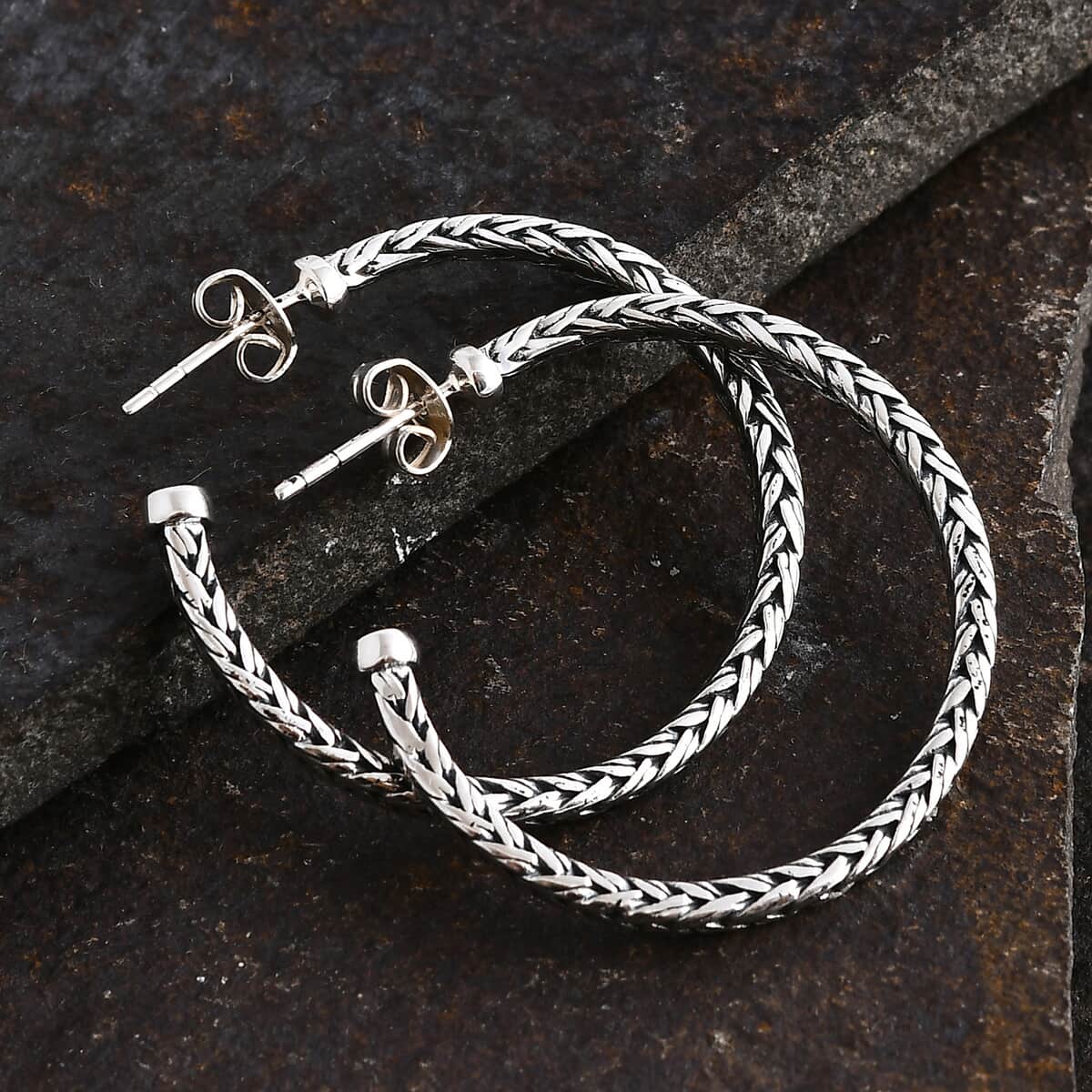 Bali Legacy Padian Hoop Earrings in Sterling Silver 8.65 Grams image number 1