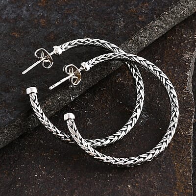 Bali Legacy Padian Hoop Earrings in Sterling Silver 8.65 Grams