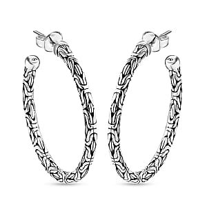 Bali Legacy Borobudur Hoop Earrings in Sterling Silver 9.65 Grams