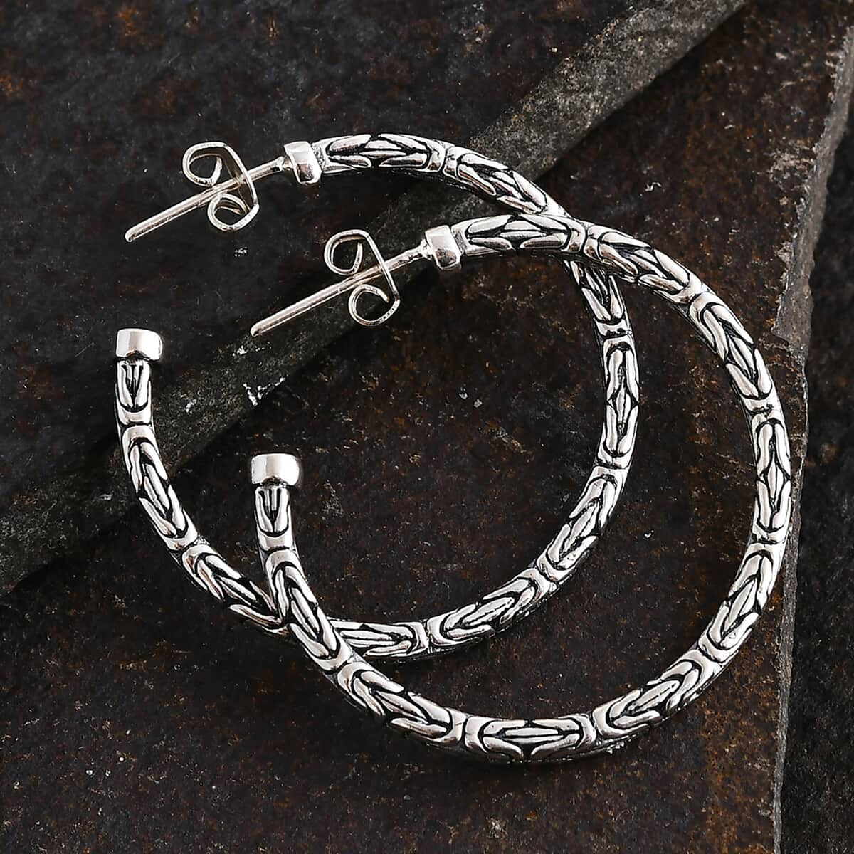 Bali Legacy Borobudur Hoop Earrings in Sterling Silver 9.65 Grams image number 1