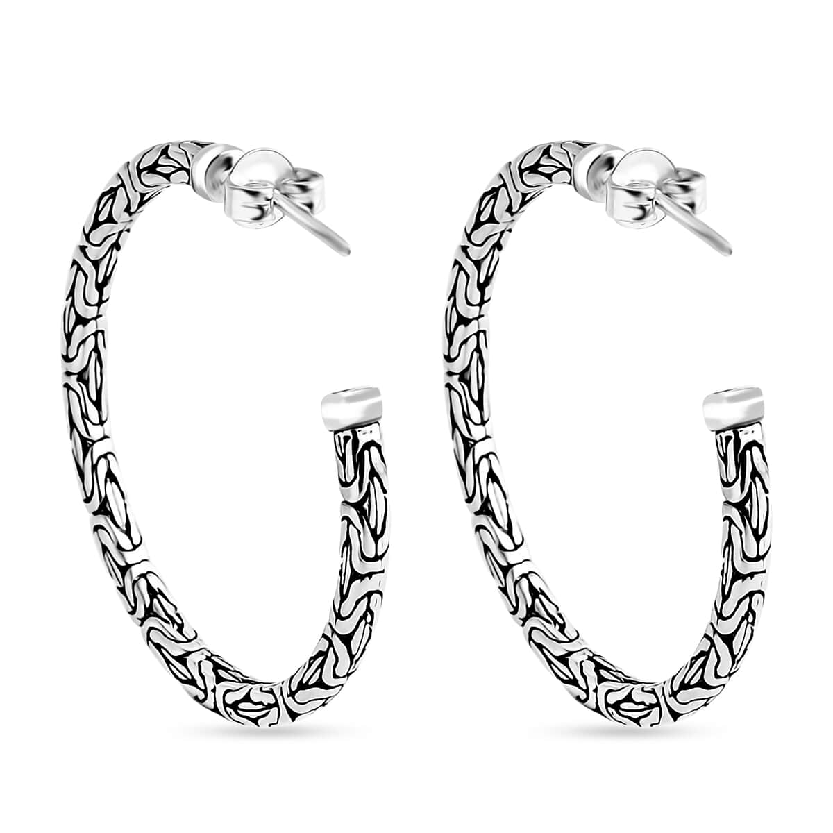 Bali Legacy Borobudur Hoop Earrings in Sterling Silver 9.65 Grams image number 4