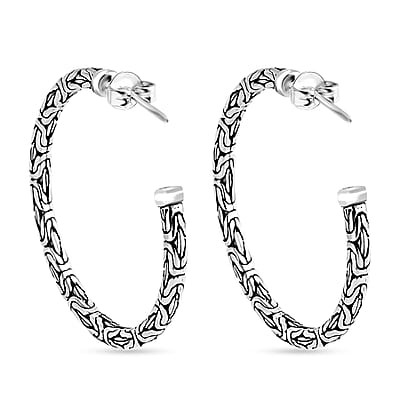 Bali Legacy Borobudur Hoop Earrings in Sterling Silver 9.65 Grams