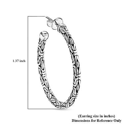 Bali Legacy Borobudur Hoop Earrings in Sterling Silver 9.65 Grams
