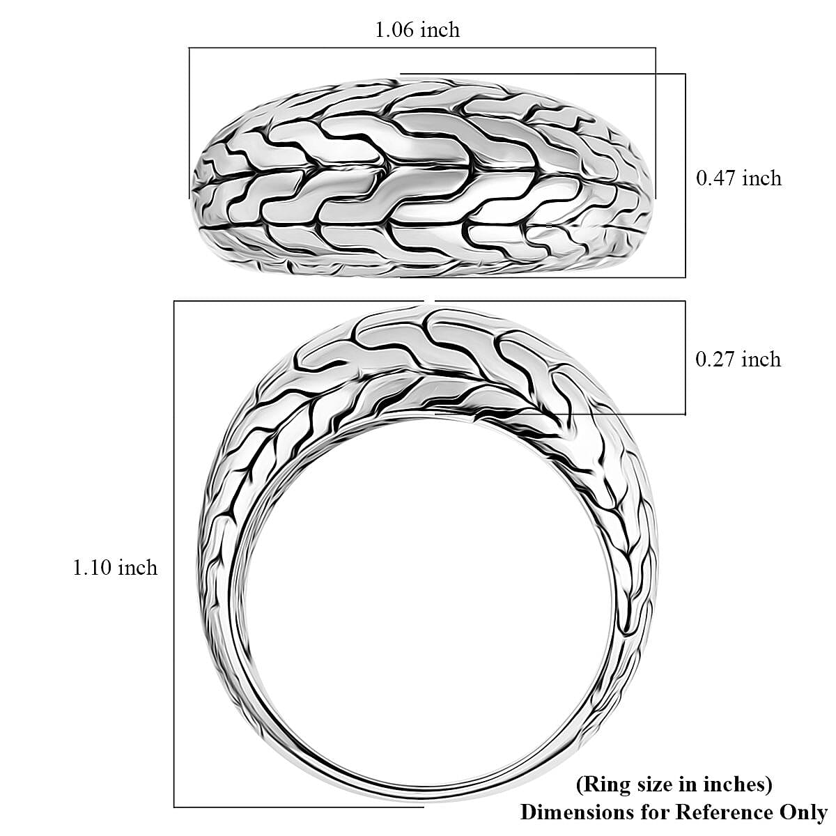 Bali Legacy Tulang Naga Ring in Sterling Silver (Size 10.0) 8.90 Grams