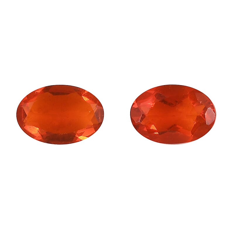 Jalisco Fire Opal Set of 2 (Ovl 6x4 mm) 0.54 ctw Loose Gemstone
