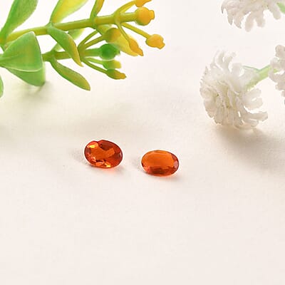 Jalisco Fire Opal Set of 2 (Ovl 6x4 mm) 0.54 ctw Loose Gemstone